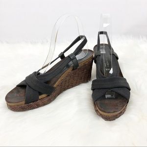 Donald Pliner | Woven Stretch Black Wedge Sandals
